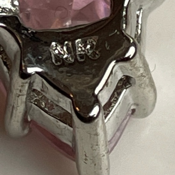 Silver Ring With NR Stamp Pink Gemstone Size 7.5 - Picture 5 of 6